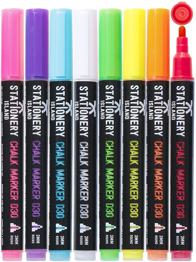 
STATIONERY ISLAND Liquid Chalk Pens Markers for Whiteboard Dry Erase Chalk Marker Pens Wipeable for Blackboard, Chalkboard, Window, Glass, Signs and Mirrors...