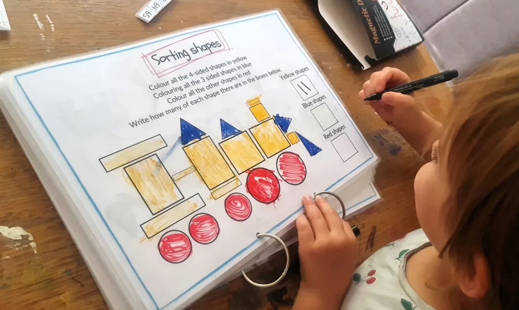 Sorting shapes - maths activity book
