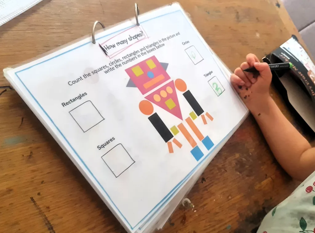 Sorting shapes - maths activity book