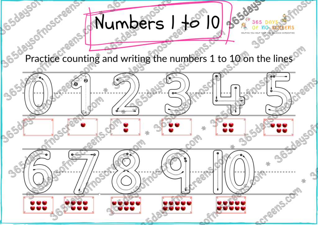 Maths activity book - practice counting and writing numbers from 1 to 10