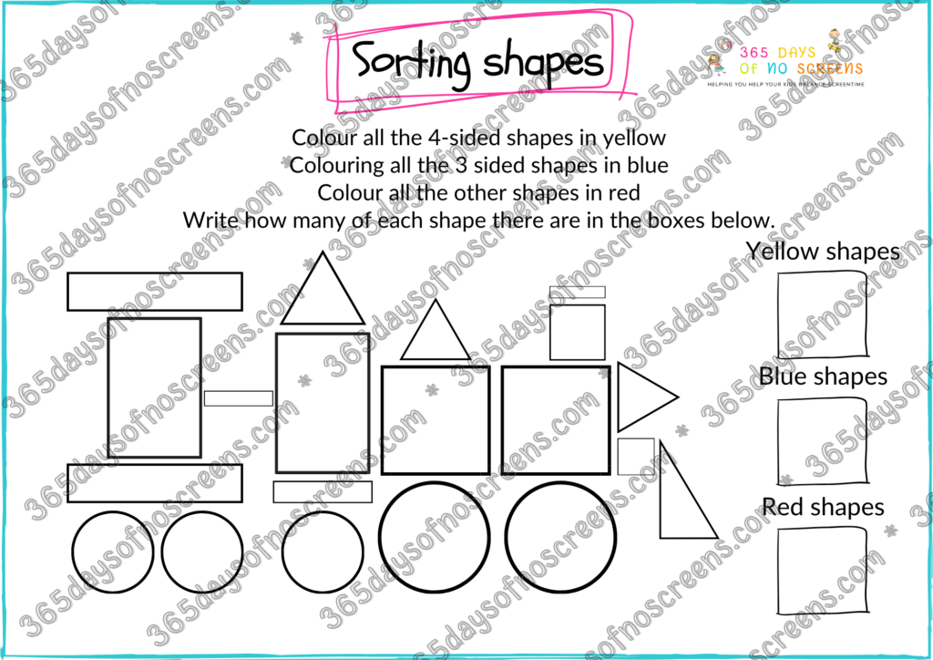Sorting shapes maths activity book