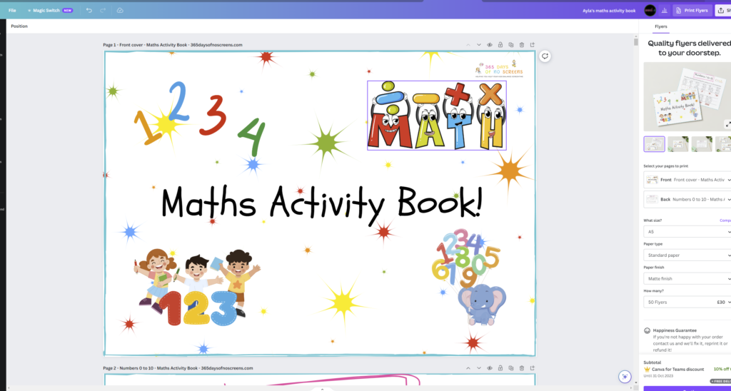 Maths Activity book instructions